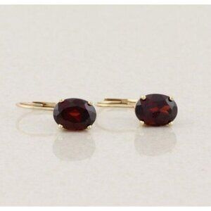 10k Yellow Gold Natural Garnet Earrings Dangle Drop